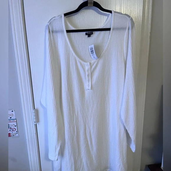 torrid Tops - Torrid 6 waffle snap henley long sleeve t shirt bright white New with callout